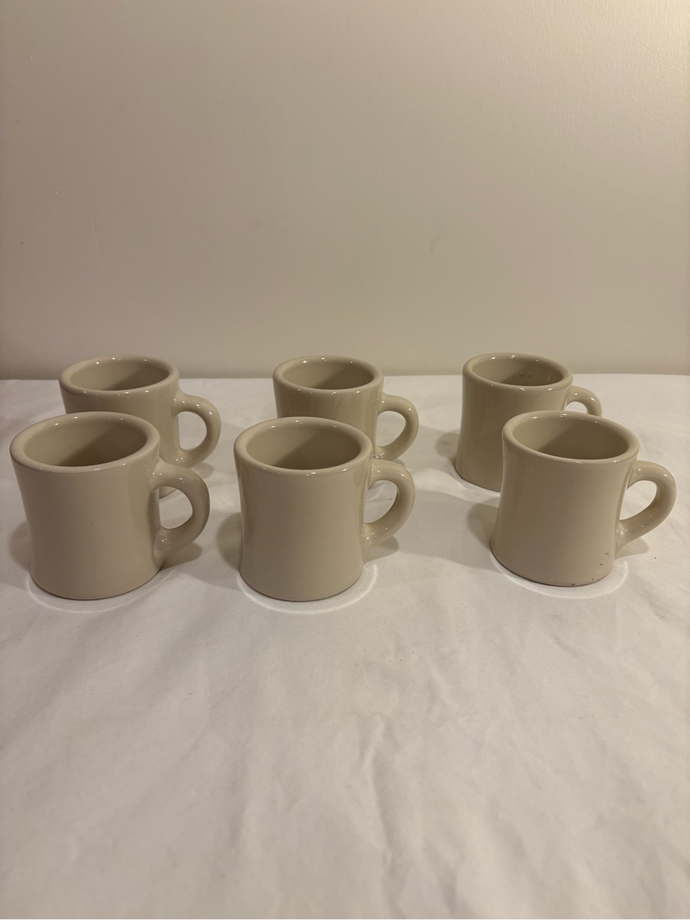 Lot of 6 Victor USA Heavy Ceramic Diner Mugs - Beige - Vintage Restaurant Ware